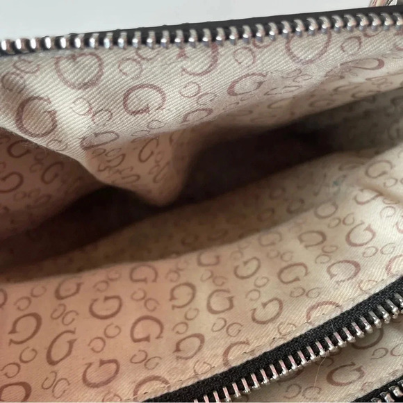 GUESS Monogram Logo Black Braided Handle Handbag Bag Satchel Purse - Picture 14 of 16